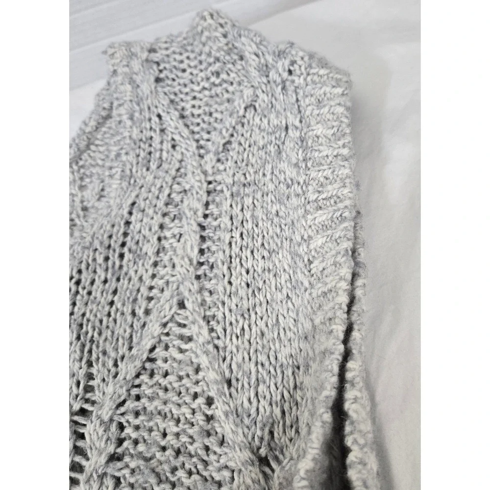 Free People Sweater‎ Dress Size S Small Gray Cable Chunky Knit Wool Angora Blend